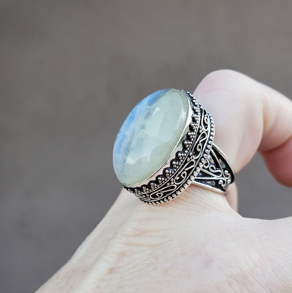 New Stunning Rainbow Dichroic Glass 925 Silver Ring. - Picture 12 of 12